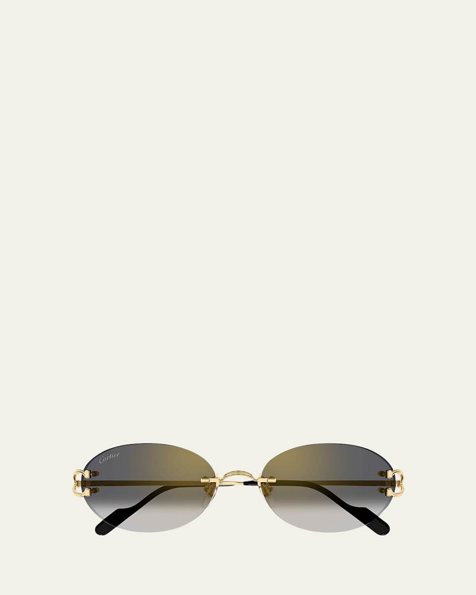 Rimless Metal Round Sunglasses